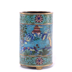 A CLOISONNE BRUSH POT