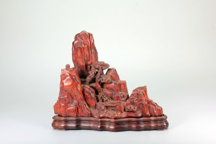 AN ALOESWOOD MOUNTAIN SCULPTURE