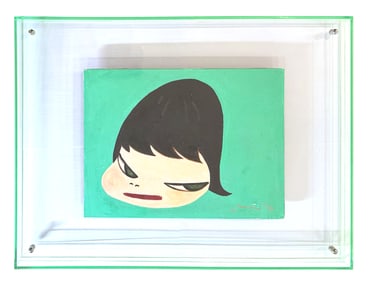 A ACRYLIC PAINTING ON UNSTRETCHED CANVAS MOUNTED ON PANEL WITH THE MARK OF YOSHITOMO NARA