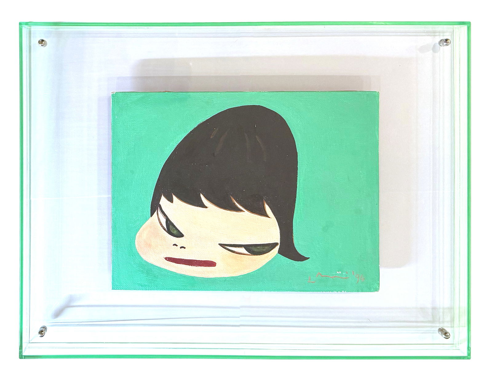 A ACRYLIC PAINTING ON UNSTRETCHED CANVAS MOUNTED ON PANEL WITH THE MARK OF YOSHITOMO NARA (1 of 2)