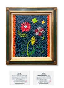 A ACRYLIC PAINTING ON CANVAS WITH THE MARK OF YAYOI KUSAMA