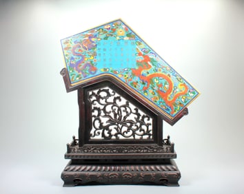 A QIANLONG MARK GILT-BRONZE CLOISONNE DRAGON QING