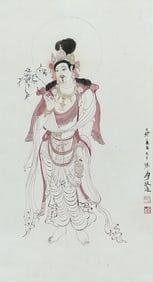 A CHINESE HAND PAINTING WITH THE MARK OF ZHANG DAQIAN