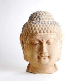 A NORTHERN QI TIANLONG SHAN GROTTO BUDDHA HEAD