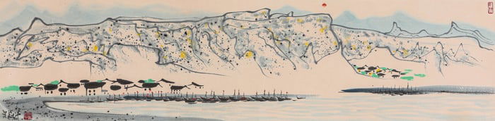 A CHINESE HAND PAINTING WITH THE MARK OF WU GUANZHONG