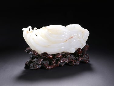 A WHITE JADE BUDDHA'S HAND DESKTOP STUDY  ORNAMENT