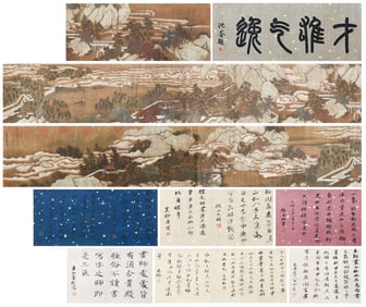 A CHINESE LONG SCROLL HAND PAINTING WITH THE MARK OF HUANG GONGWANG