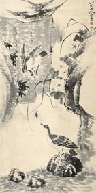 A CHINESE HAND PAINTING WITH THE MARK OF BADASHANREN