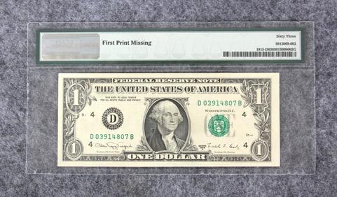 FIRST PRINT MISSING $1 1988A FEDERAL RESERVE NOTE CLEVELAND