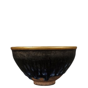 A JIAN WARE GOLD-INLAID GEM-SET TIANMU TEA BOWL
