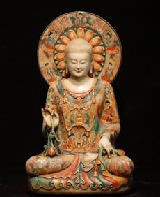 White Stone Colour Painted Sakyamuni Figure