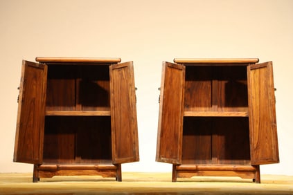 Pair of Huanghuali Wood Cabinet