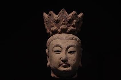 Nan Wood Buddha Head Figure