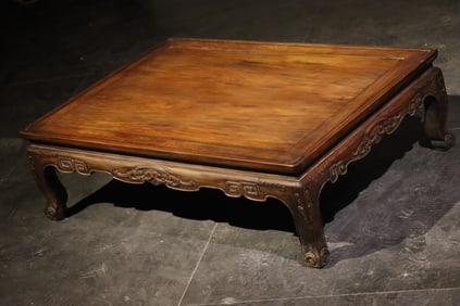 Huanghuali Wood Carved Dragon Pattern Table