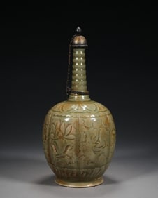 Yaozhou Ware Carved Flower Pattern Porcelain Pot