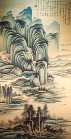 Chinese Drawing Landscape Painting,Zhang Daqian Mark