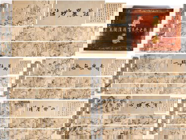 Group of Five Chinese Drawing Arhat Story Hand Scroll,Zhang Daqian Mark