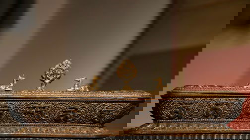 Tibetan Bronze Carved Deer and Eight Treasure Pattern Incense Burner