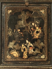 Lacquerware Gold Drawing Character Story Pattern Food Tray Box