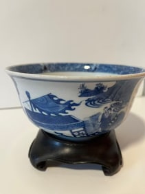 Blue and White Character with Calligraphy Porcelain Bowl