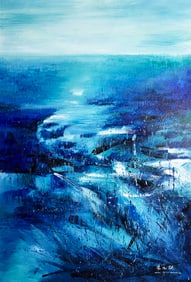 Zhang Daqian Mark, Chinese Lady In Red painting. Ink and Color on Paper, Mounted