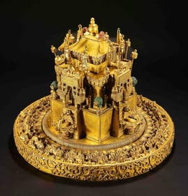 Gilt Bronze Carved Buddha Mandala Figure