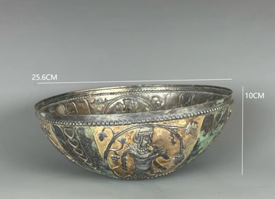 Gilt Silver Carved Character Story and Beast Pattern Plate,Tang Dynasty