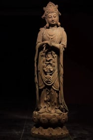 Wood GuanYin Figure