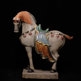 Grey Stone Colour Painted Horse Shape Figure