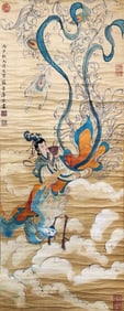 Tang Yin Mark, Chinese Landscape painting. Ink and Color on Silk, Hanging Scroll