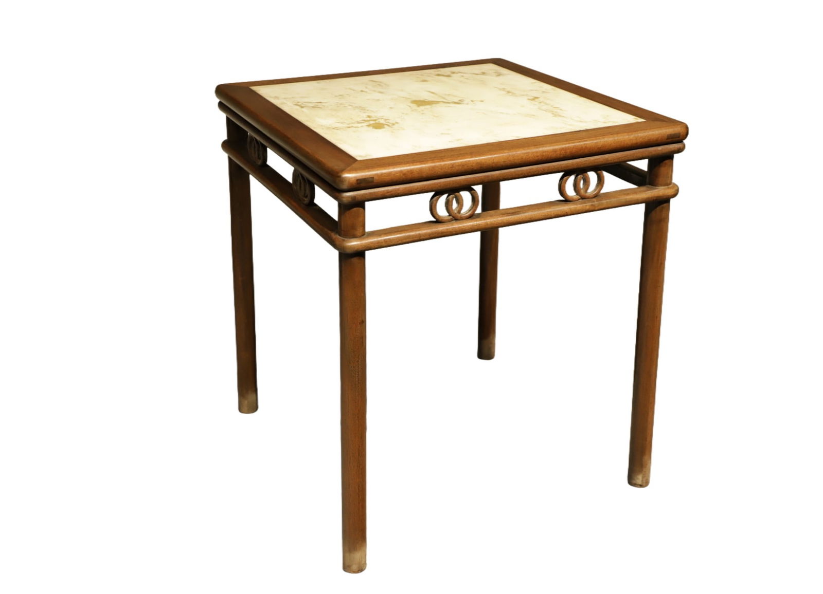 Huanghuali Wood Inlaid Marble Table: Huanghuali Wood Inlaid Marble Table (78 x 70 x 70cm)