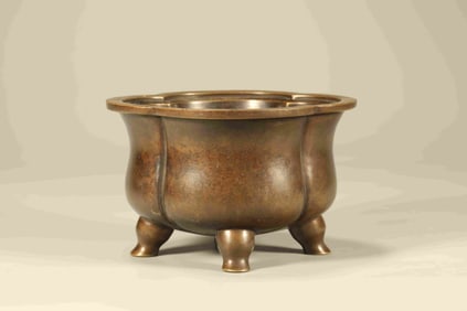 Bronze Carved Plum Flower Shape Incense Burner