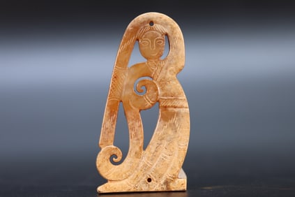 Jade Carved Character Shape Ornament