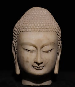 White Stone Sakyamuni Head Figure