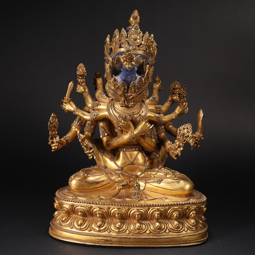 Gilt Bronze Chakrasamvara Figure: Gilt Bronze Chakrasamvara Figure (16 x 11.6 x 23.5cm)