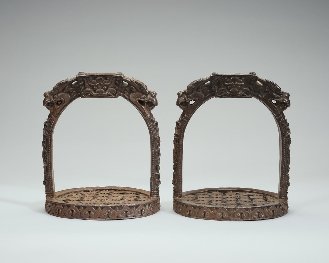 Pair of Bronze Carved Dragon Pattern Saddle (1 of 8)