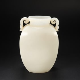 Jade Carved Double RuYi Ears Vase