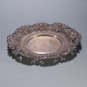 Silver Carved Flower Pattern Plate