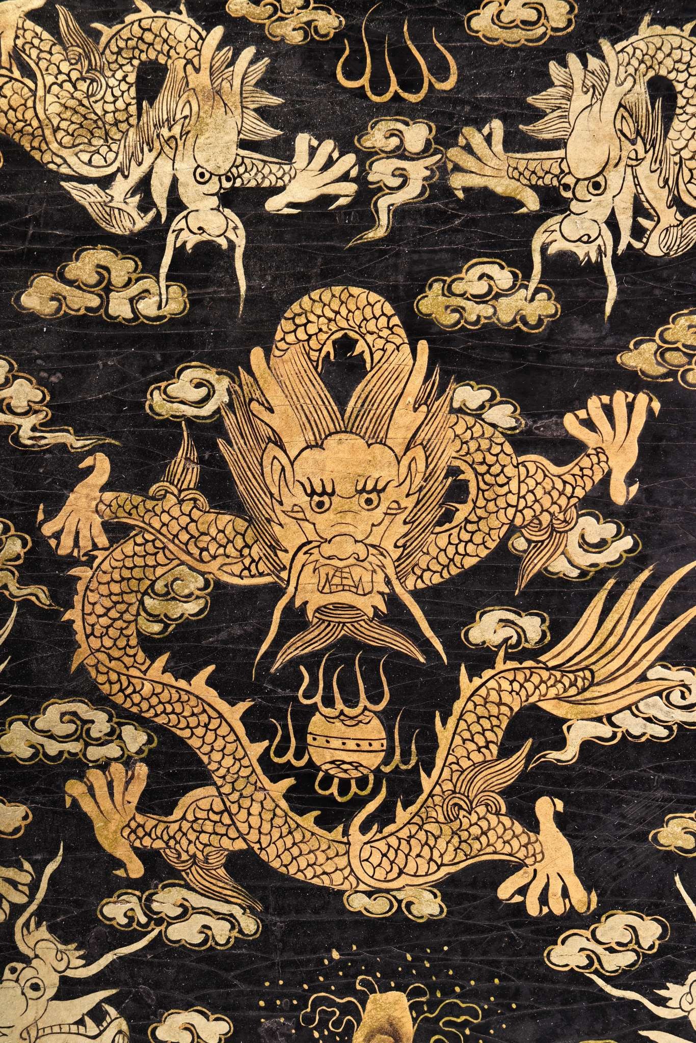 Lacquerware Gold Drawing Dragon Pattern Chair - 9