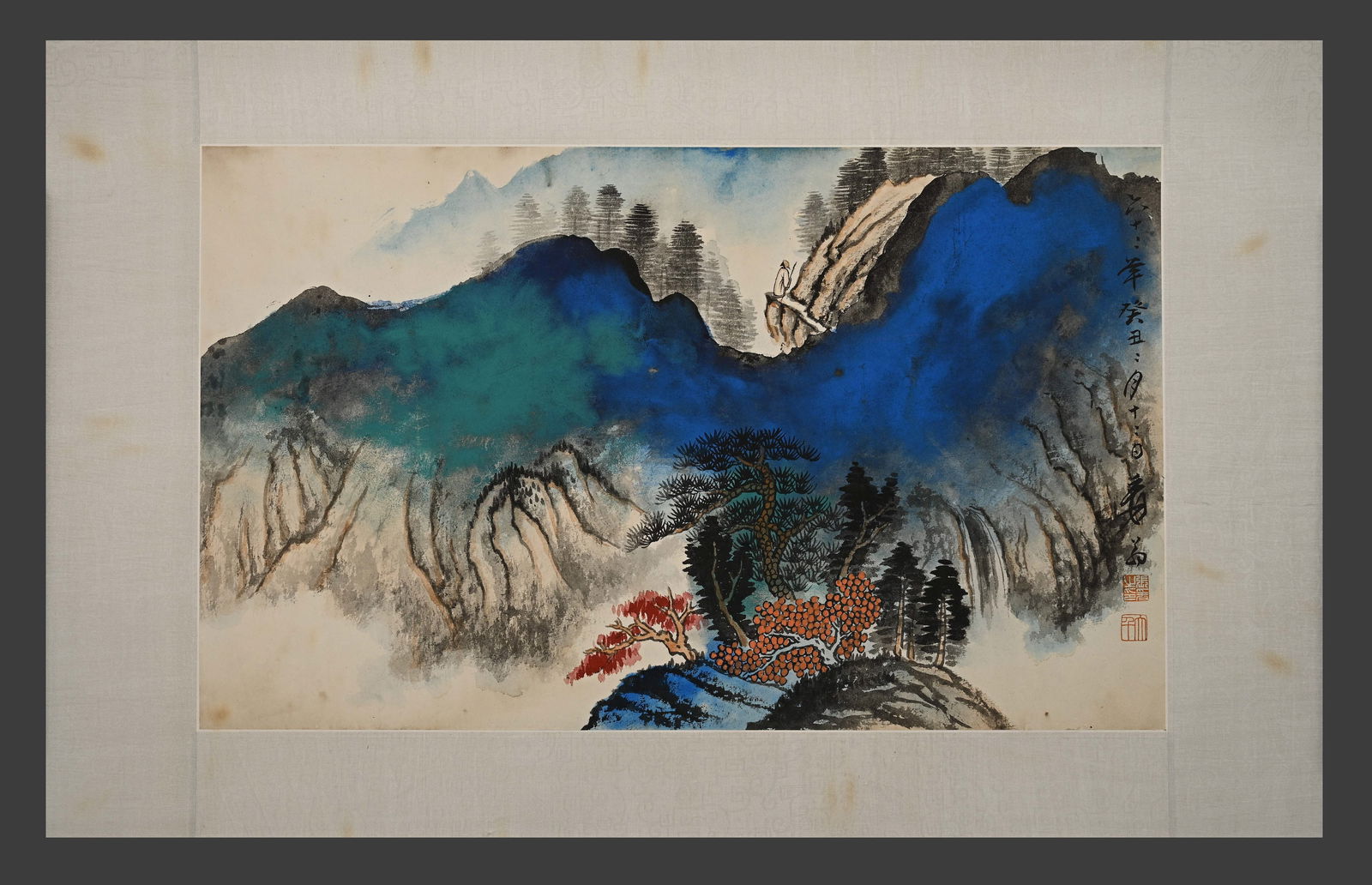Chinese Drawing Colored Landscape Painting,Zhang Daqian Mark: Chinese Drawing Colored Landscape Painting,Zhang Daqian Mark (53 x 30cm)