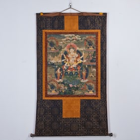 Colour Painted GuanYin Pattern Tangka