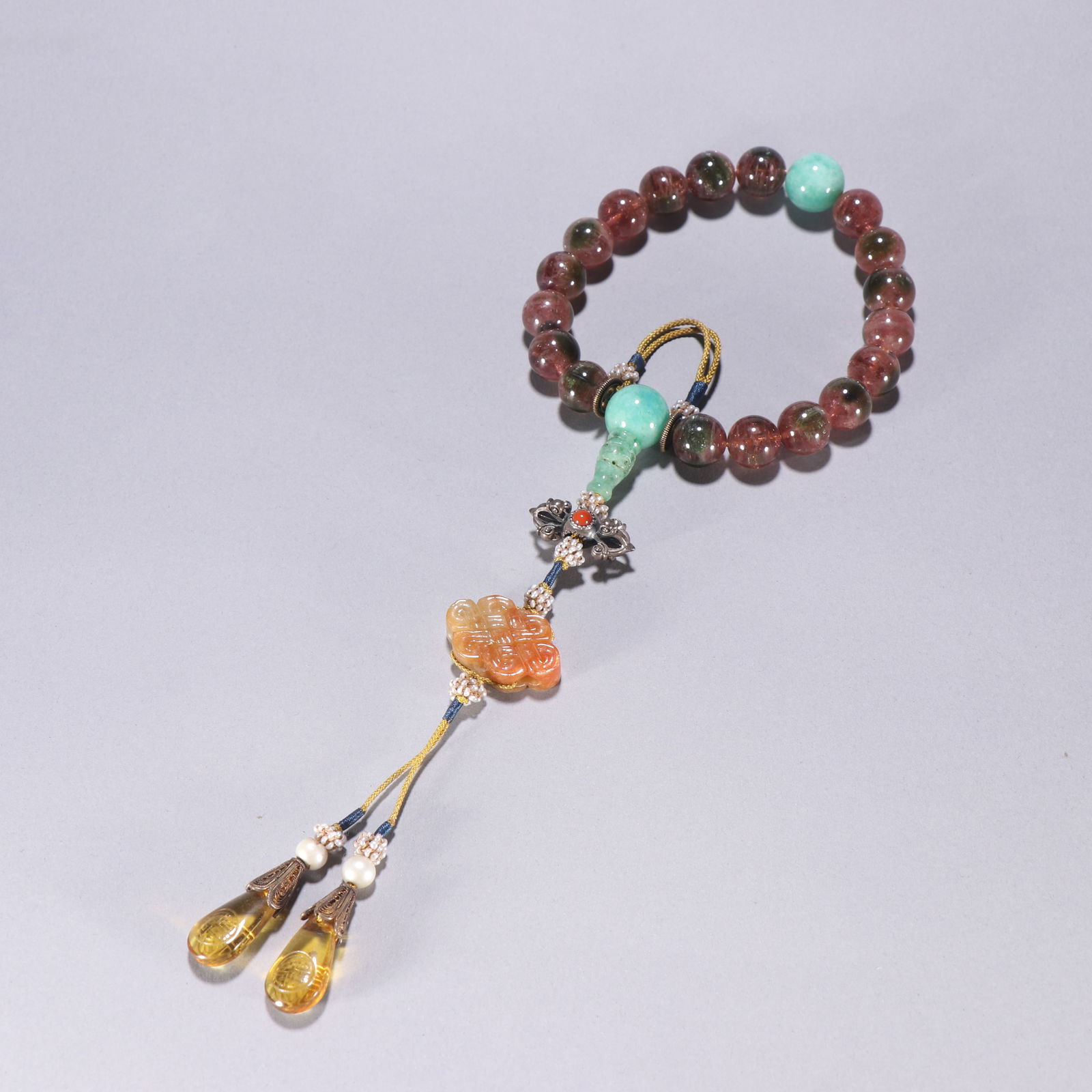 Tourmaline Eighteen Praying Bead Bracelet: Tourmaline Eighteen Praying Bead Bracelet (1.1cm,Weight 73.2g)