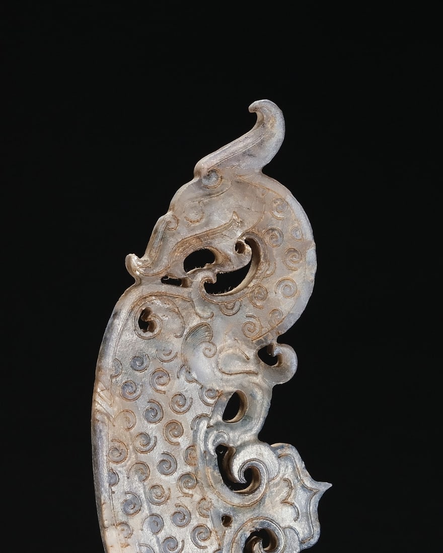 Jade Carved Dragon Shape Bi - 5