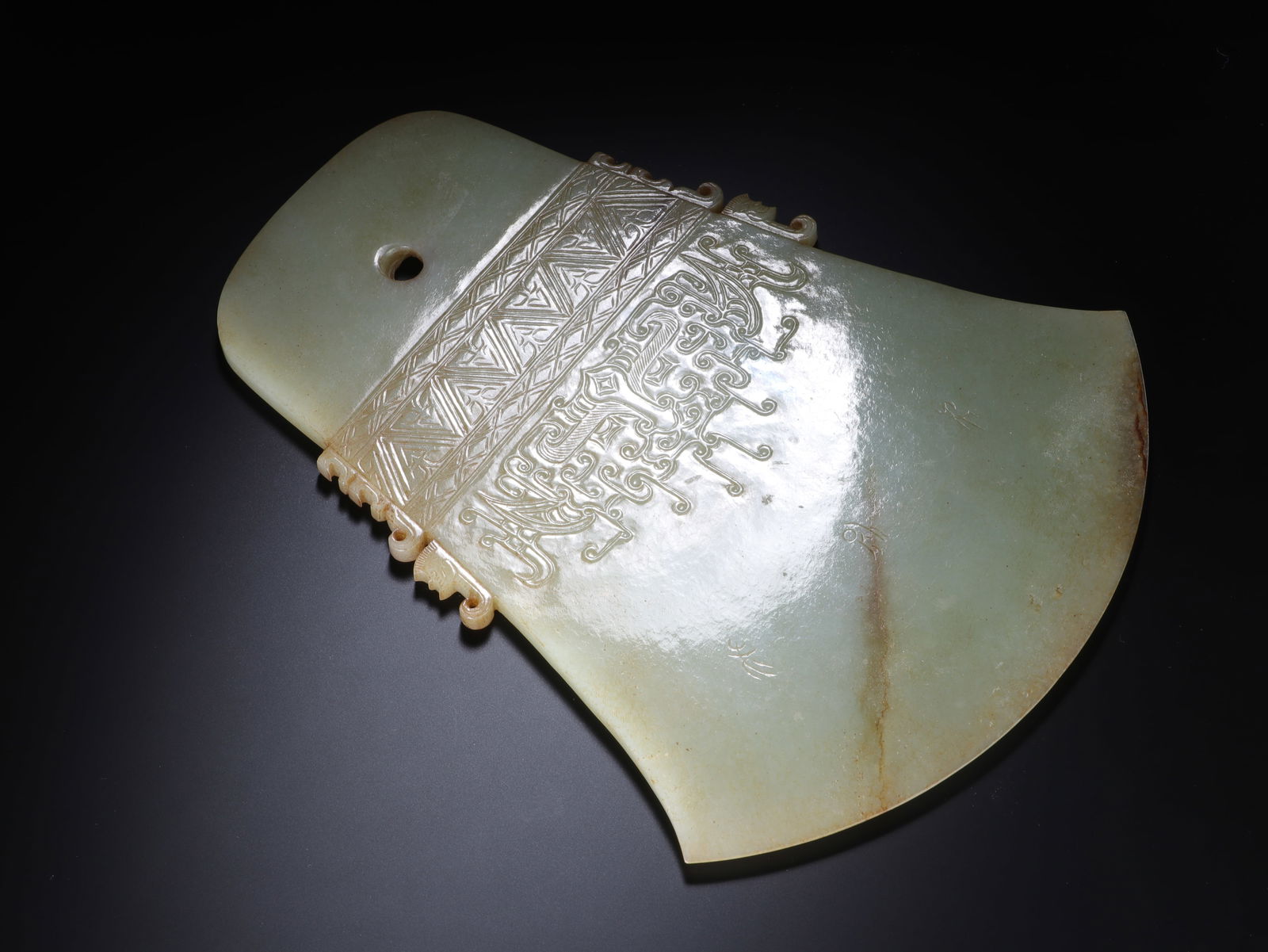 Jade Carved Beast Face Pattern Axe - 3