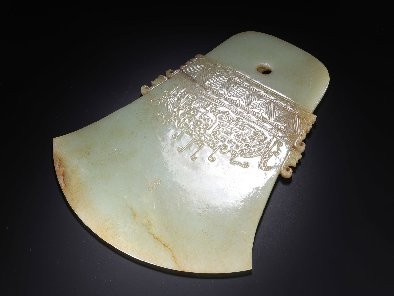 Jade Carved Beast Face Pattern Axe - 8