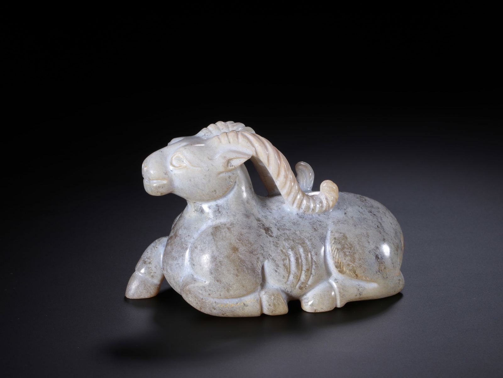 Jade Carved Ram Shape Figure - 2