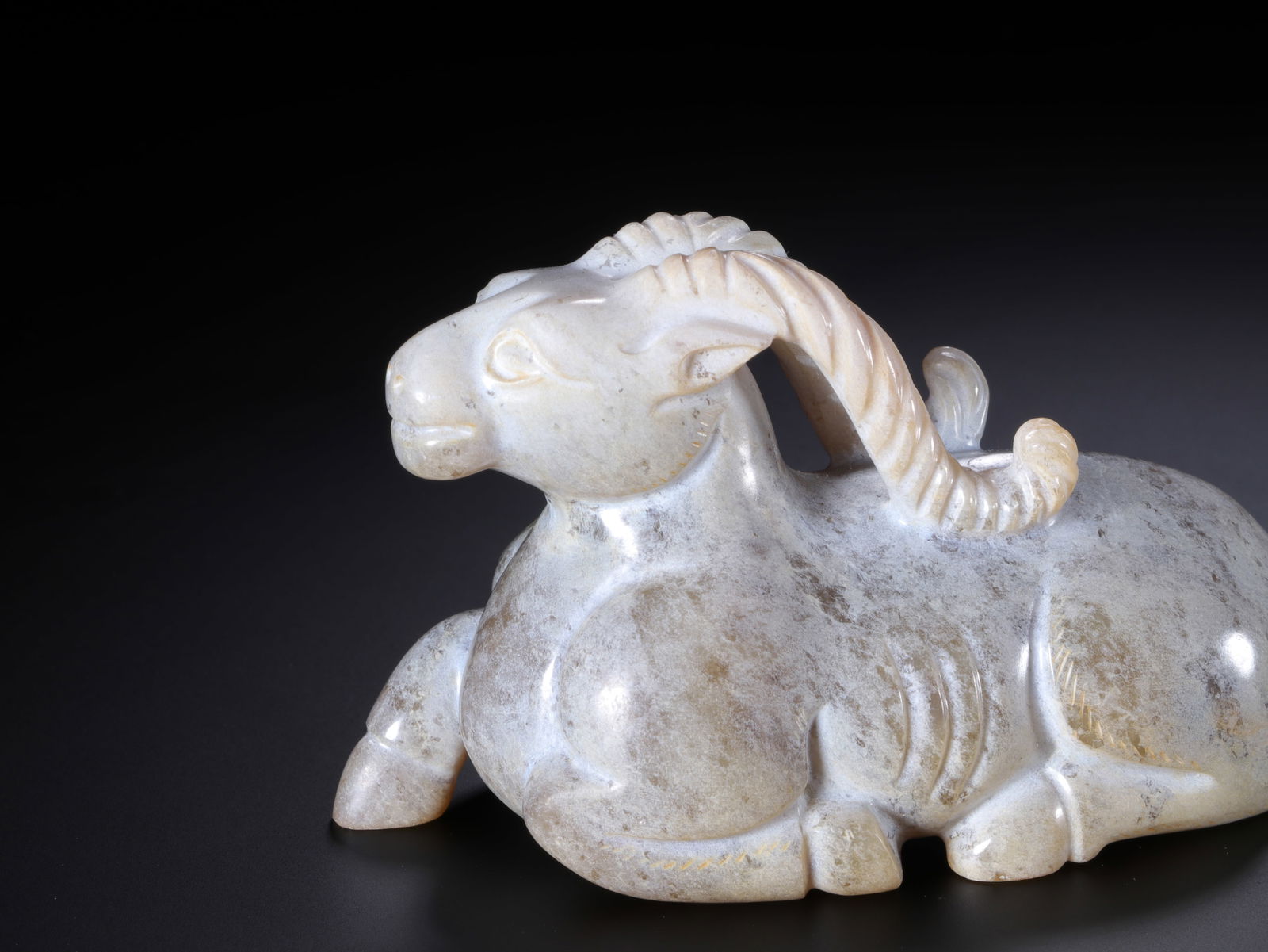 Jade Carved Ram Shape Figure - 3
