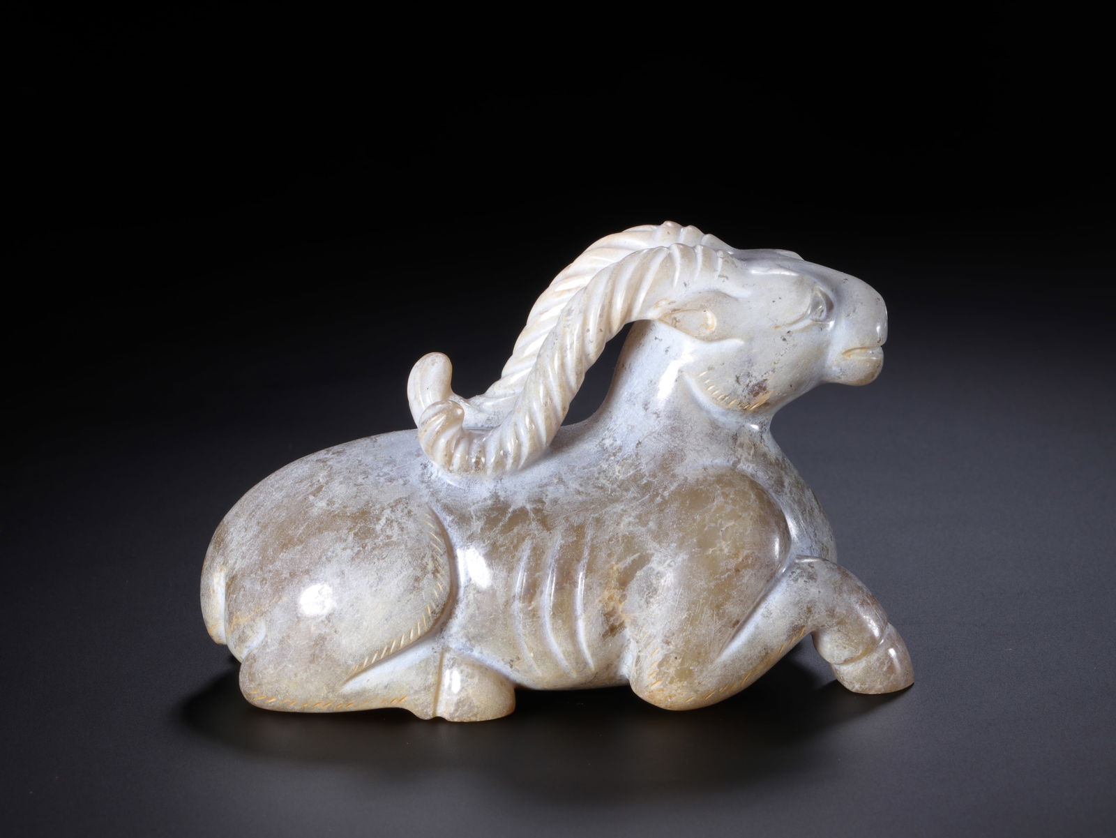 Jade Carved Ram Shape Figure - 5