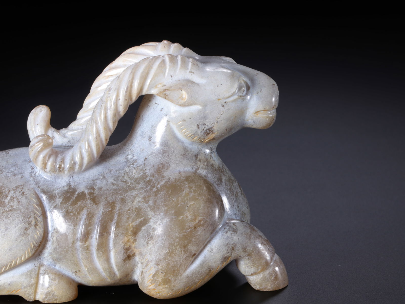 Jade Carved Ram Shape Figure - 6