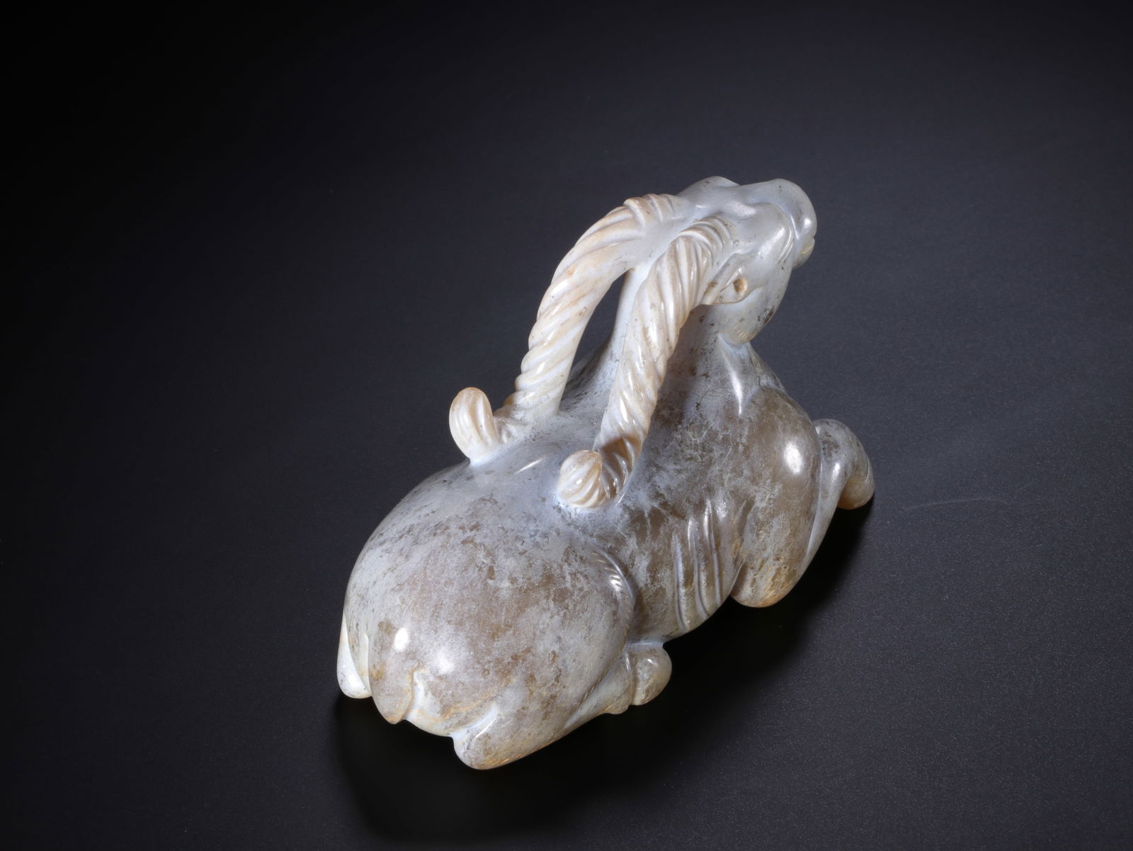 Jade Carved Ram Shape Figure - 7